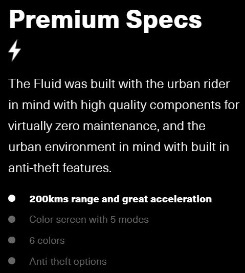 Fluid Electric Bike specs
