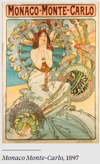 Poster House Alphonse Mucha Monaco Monte-Carlo 1897
