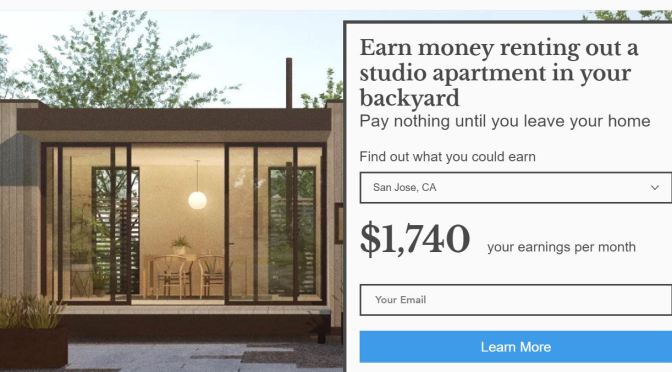 Boomers Home Income : “RentTheBackyard.com” Will Build & Rent Studio Apartment For You