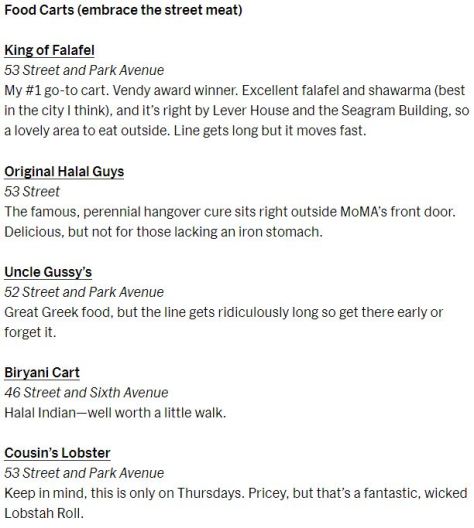 Top Food Carts in NYC from MoMA article 2019