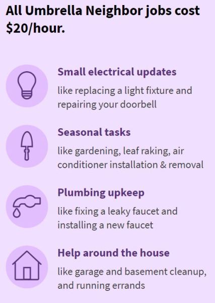 Umbrella Boomer Community App 65+ Home repairs