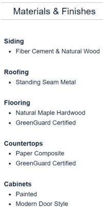 Module Design Homes Materials &amp; Finish