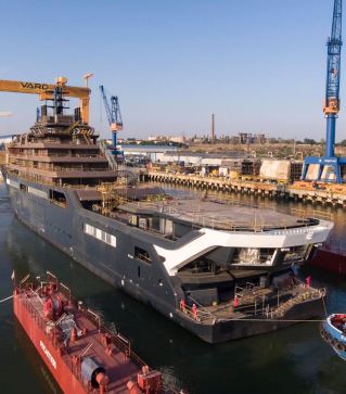 REV Ocean world’s largest and most advanced research and expedition vessel rear view