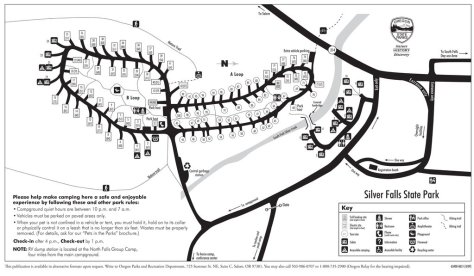 Silver Falls State Park RV Camping map