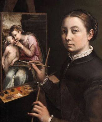 Self-Portrait at the Easel (c. 1556–57), Sofonisba Anguissola. Łańcut Castle