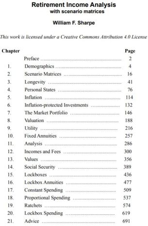Retirement Income Analysis by William Sharpe