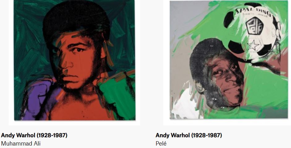 Andy Warhol Athletes paintngs Muhammad Ali & Pele Christie's Magazine February 2020