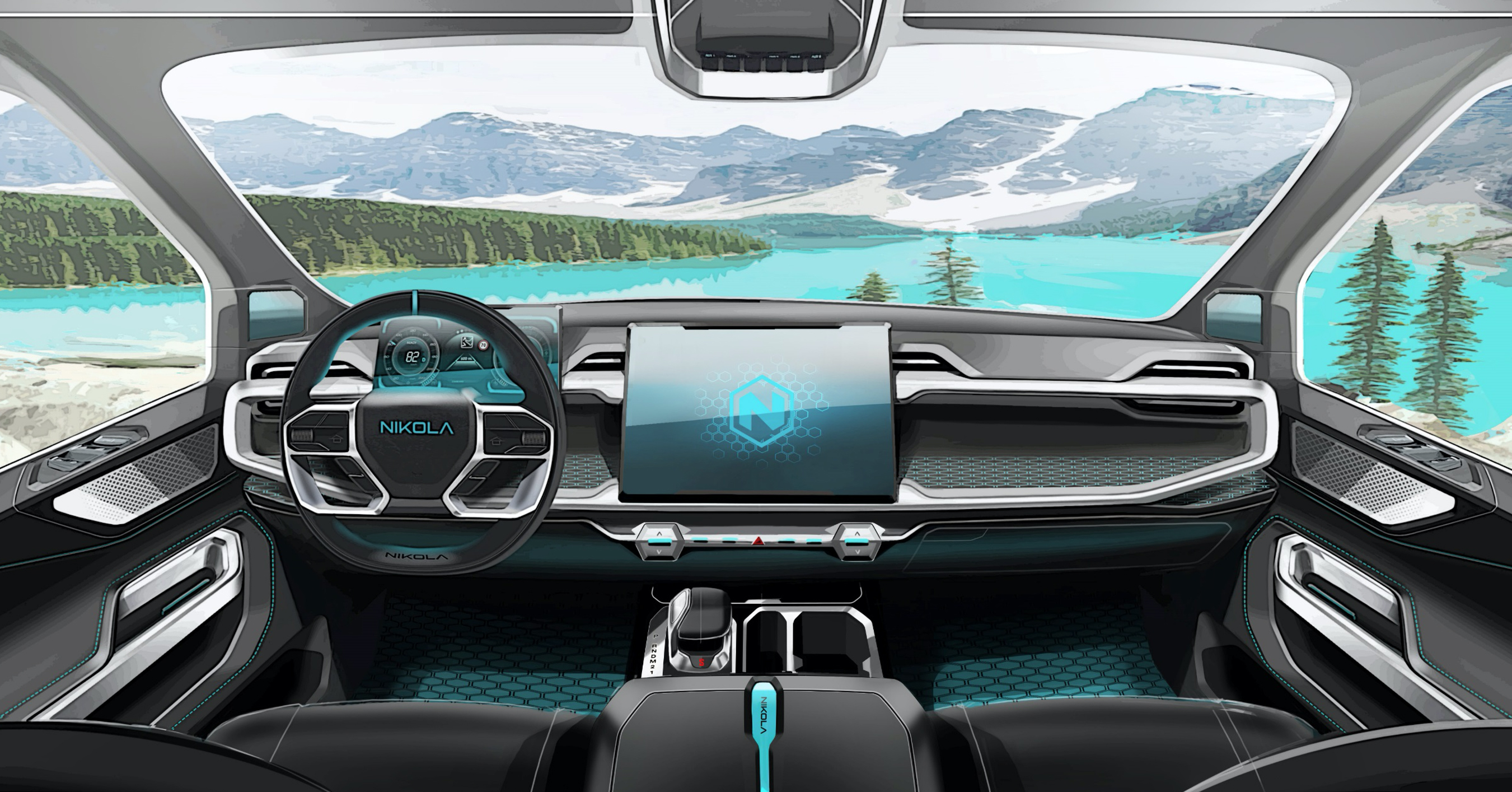 Nikola Badger Hydrogen and Electric Truck Interior February 10 2020