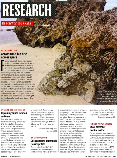 Science Magazine Research Highlights April 24 2020