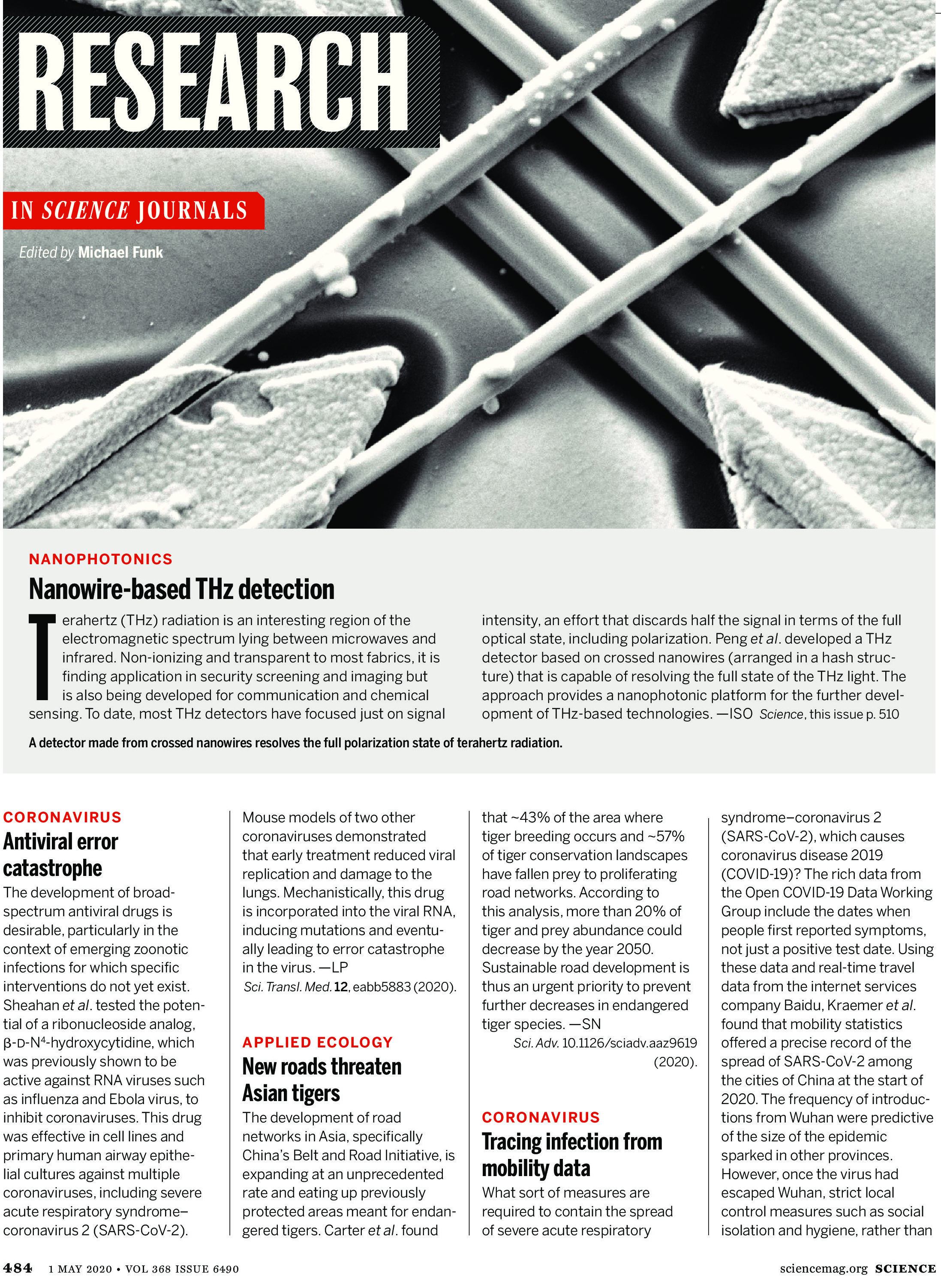SCIENCE MAGAZINE RESEARCH HIGHLIGHTS MAY 1 2020