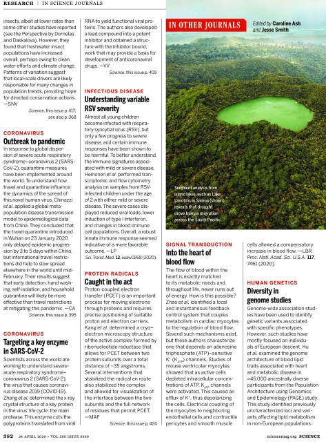 Science Magazine Research Highlights April 24 2020