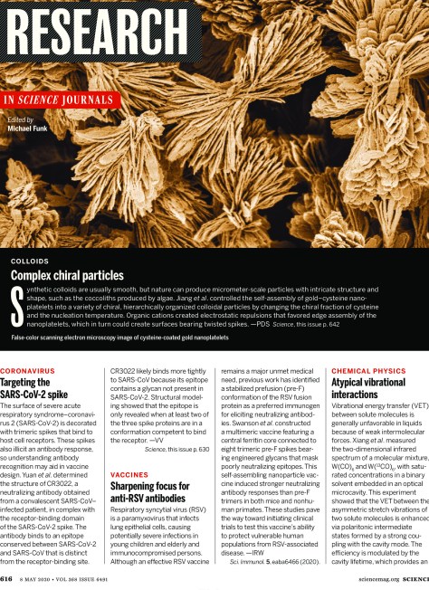 SCIENCE MAGAZINE - MAY 8 2020 RESEARCH HIGHLIGHTS