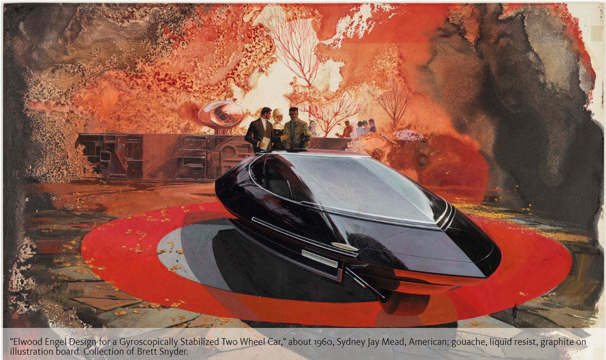 Elwood Engel Design for a Gyroscopically Stabilized Two Wheel Car 1960