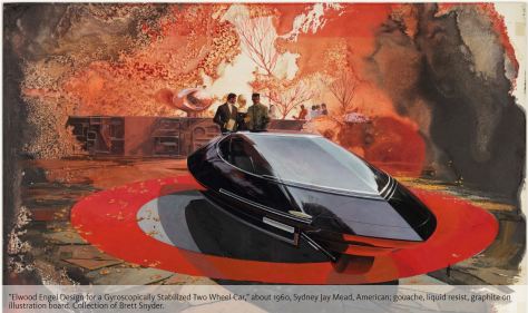 Elwood Engel Design for a Gyroscopically Stabilized Two Wheel Car 1960