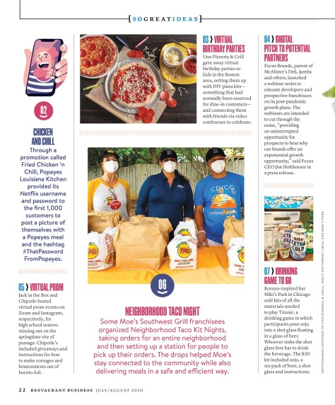 50 Great Ideas for Restaurants Post-Covid - Restaurant Business - July / August 2020