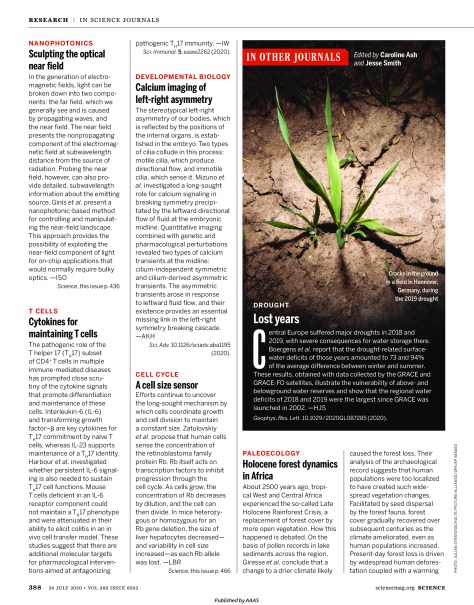 TOP JOURNALS: RESEARCH HIGHLIGHTS FROM SCIENCE MAGAZINE (JULY 17, 2020)