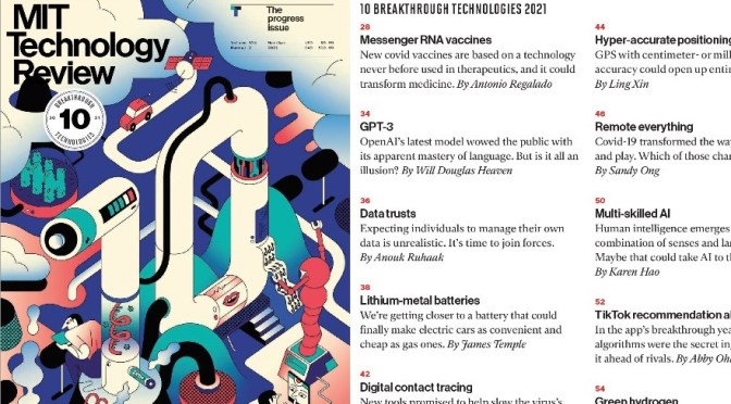 MIT Technology Review: The ‘Top 10 Breakthrough Technologies’ (Mar 2021)
