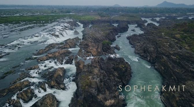 Aerial Views: Sopheakmit Waterfall​, Cambodia (4K)