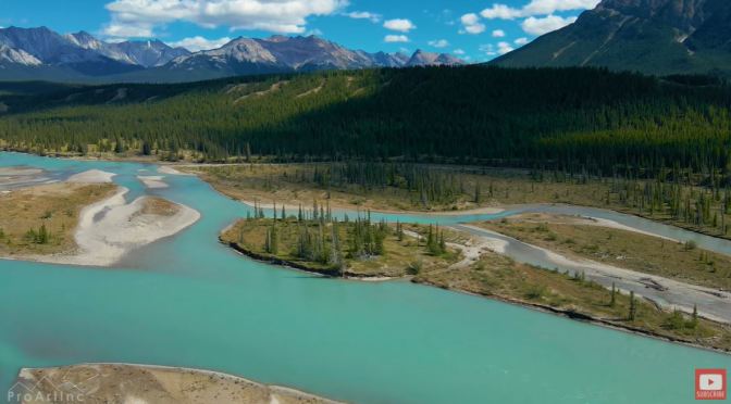 Aerial Views: Cline River, Alberta, Canada (4K)